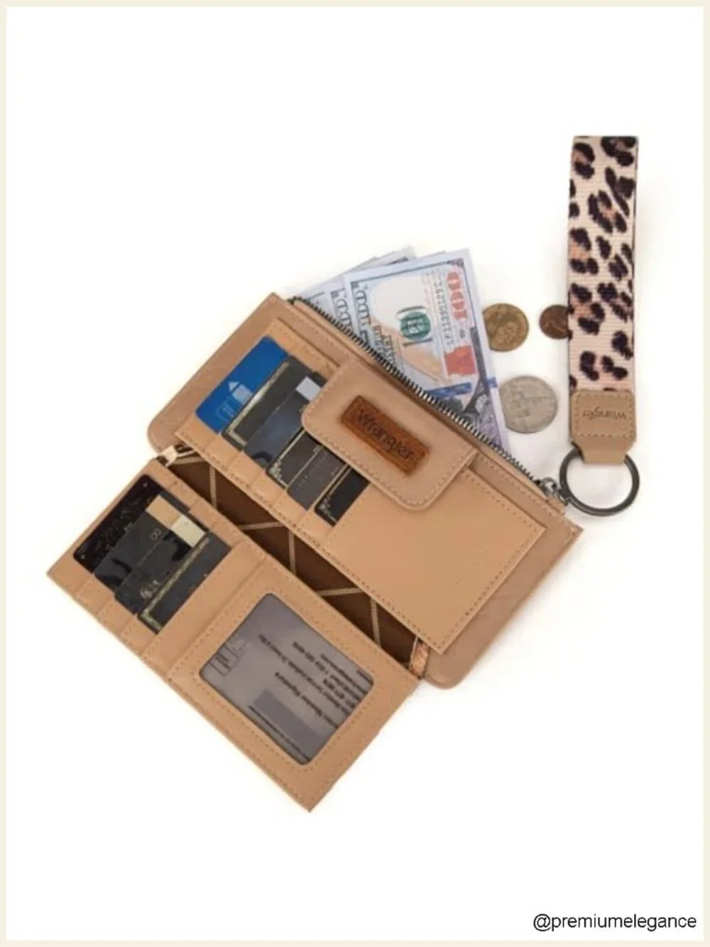 Faux Leather Wallet Wristlet with Card Slots and RFID Lining